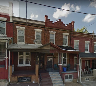 Family home of William Christian Bauerle & Elsie L. Krimmer 255 Berkley Street (with the crenulated roofline), Germantown, Philadelphia. (Google Streetview)