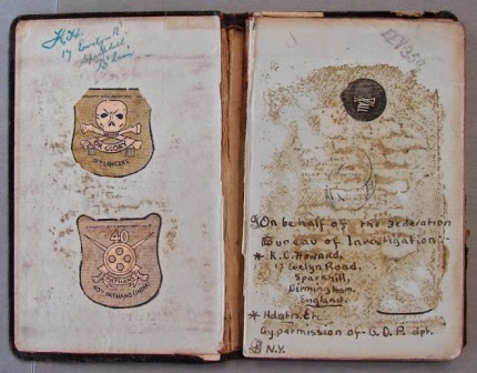 The inside cover of the small black notebook.  (National Archives KV 2/27)