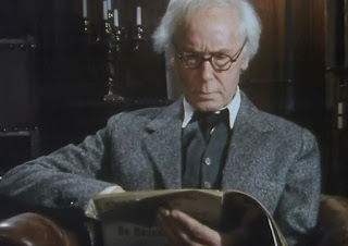 Screenshot from Spy! Episode 2 - Camp 020 - BBC - 1980 Dr. Harold Dearden - mastermind behind Camp 020's interrogation techniques.