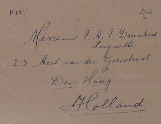 Envelope containing Dronkers farewell letter to his wife (National Archives - KV 2/46 file on Dronkers)