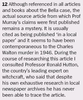 Fortean times - Bella in the Wych Elm (Footnote 12 re: Margaret Murray)