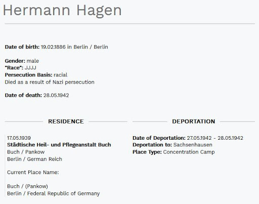 1939 German Minority Census - information on Hermann Hagen