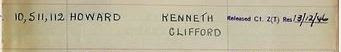 Royal Army Dental Corps - Registers - Kenneth Clifford Howard (from Forces War Records)