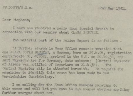 May 2, 1941 - KV 2/25 - 75a - MI5 to Camp 020 re: Special Branch report.