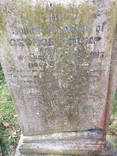 Gravestone for George Crump and his wife  Mary Ann Smith - Claverley churchyard.  (Copyright 2018 Duncan Honeybourne  - used with permission)