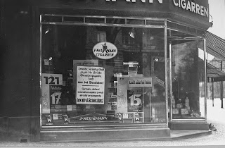 J. Neumann Cigarren AG - with a boycott signs  displayed in the window  (from USHMM site - picture #07425)