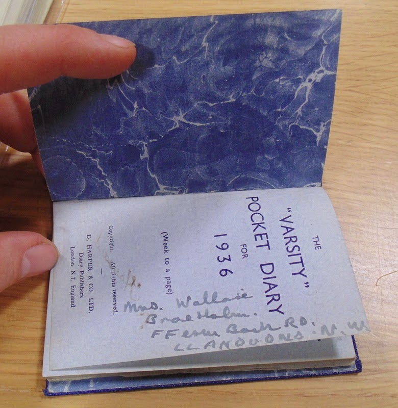 Blue diary - inside cover (National Archives KV 2/27)