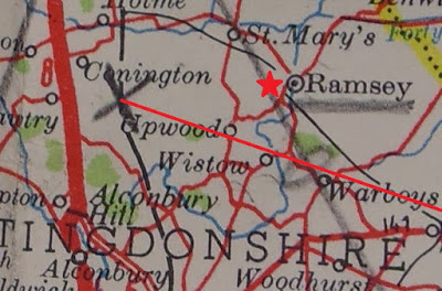 Close-up of the map that Josef Jakobs had in his possession when he landed in Huntingdonshire on 31 January 1941.