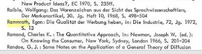 Reference list from a book (p.1093) - Käuferverhalten und Marketing-Entscheidung - Volume 1 - André Bebié - 1978. (as viewed on Google Books)
