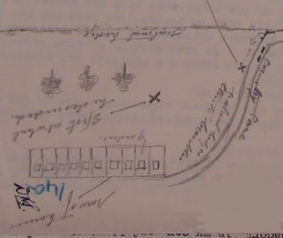 Close-up of MI5 sketch map showing location of houses, Richter's landing site and equipment stash. (National Archives - KV 2/30)