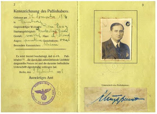 Walter Schulze-Bernett - 1938 passport  (from Passport-Collector site - used with permission)