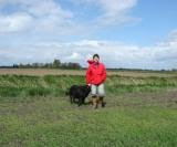 Myself and Poppy the Dovehouse Farm Dog standing on the approximate landing site of Josef Jakobs. (Copyright G.K. Jakobs)
