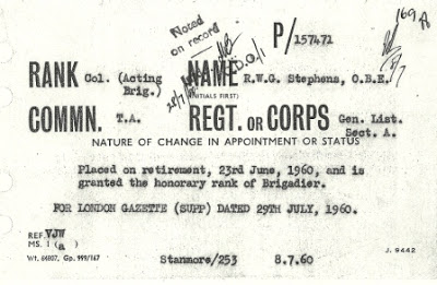 From Army Personnel File of R.W.G. Stephens