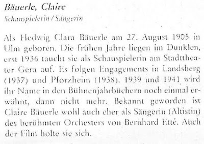 Tondokumente der Kleinkunst - biography on Clara Bauerle