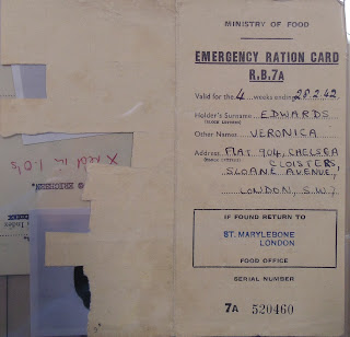 Vera's Emergency Ration Card issued to Veronica Edwards, presumably while Vera was on MI5 "duty". (National Archives - KV 2/16)