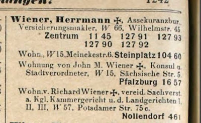 1915 Berlin address book - Hermann Wiener insurance bureau