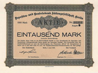 Aktie certificate from the Depositen und Handelsbank A.G. (from Freunde Historischer Wertpapiere site)