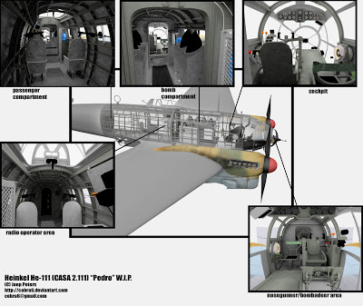 Three-dimensional computer model of the interior of an HE 111 (from Cobra 6 - Deviant Art - N.B. 2021 06 04 - page no longer exists)