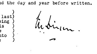 Dixon's signature from his will in 1964.
