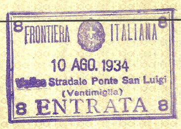Italian Entry stamp from 10 August