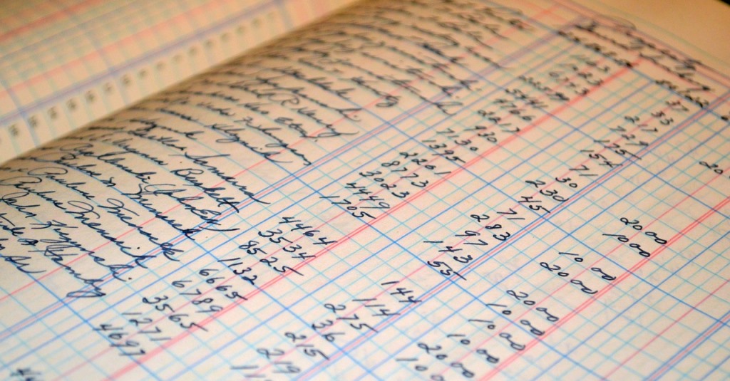 an accounting ledger with handwritten numbers