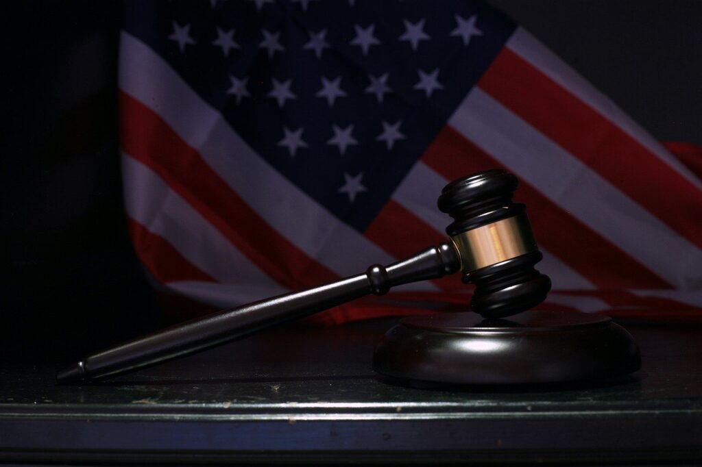 A gavel in an American court room.